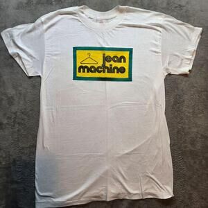 Jean Machine Shirt Mens L White Vintage Logo Graphic T-Shirt 100% Cotton Vintage